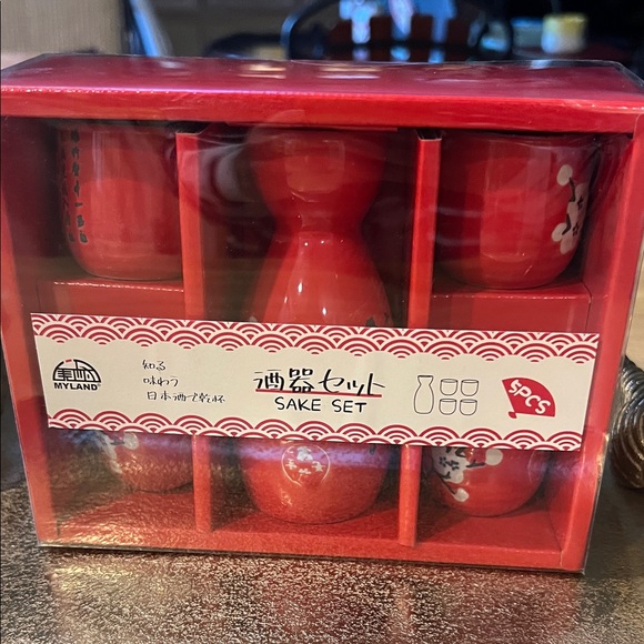 Sake Set 5 pcs Other - #1200**Red Sake Set by Myland